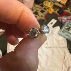 Silver Stud Earrings with Clear Stones